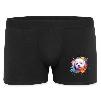 Splash Art Bichon Fris Dog Colorful - Männer Boxer Shorts - Schwarz - Vorne