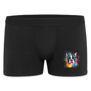 Vivid Splash Boston Terrier Portrait - Men's Boxer Shorts - black - Front