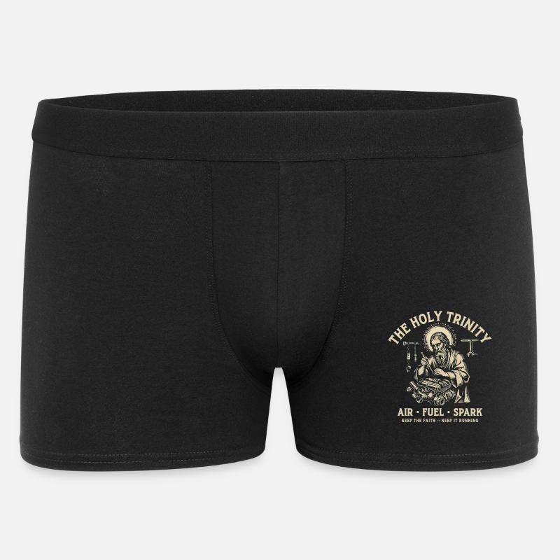 Engine Saint: Holy Trinity Mechanics - Männer Boxer Shorts - Schwarz