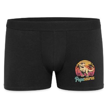 Papa Dinosaurier Shirt Vatertag Geschenk - Männer Boxer Shorts - Schwarz - Vorne