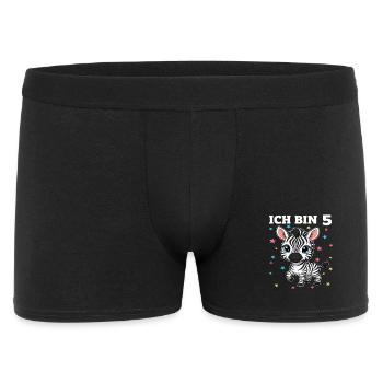Ich bin 5 - Süßes Zebra zum 5. Geburtstag - Männer Boxer Shorts - Schwarz - Vorne
