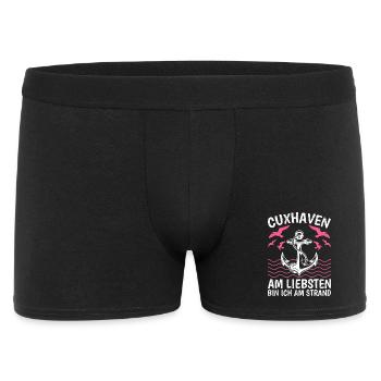 CUXHAVEN AM LIEBSTEN BIN ICH AM STRAND Lustig - Männer Boxer Shorts - Schwarz - Vorne