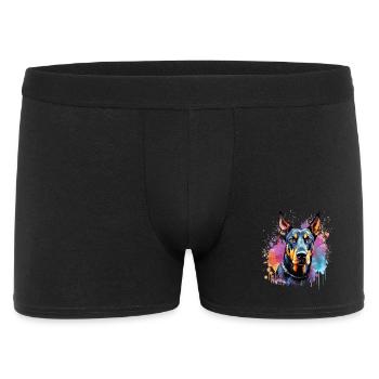 Doberman Pinscher Dog Splash Art - Männer Boxer Shorts - Schwarz - Vorne