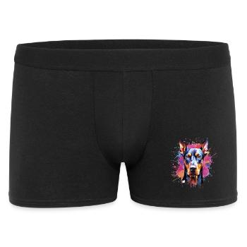 Vibrant Watercolor Doberman Portrait - Men's Boxer Shorts - black - Front