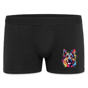 Splash Art Deutscher Schäferhund Farbenfroh - Männer Boxer Shorts - Schwarz - Vorne
