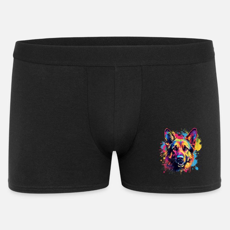 Deutscher Schäferhund Spritzkunst bunt - Männer Boxer Shorts - Schwarz
