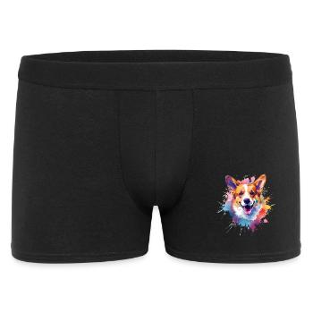 Colorful Splash Art Pembroke Welsh Corgi Dog - Men's Boxer Shorts - black - Front