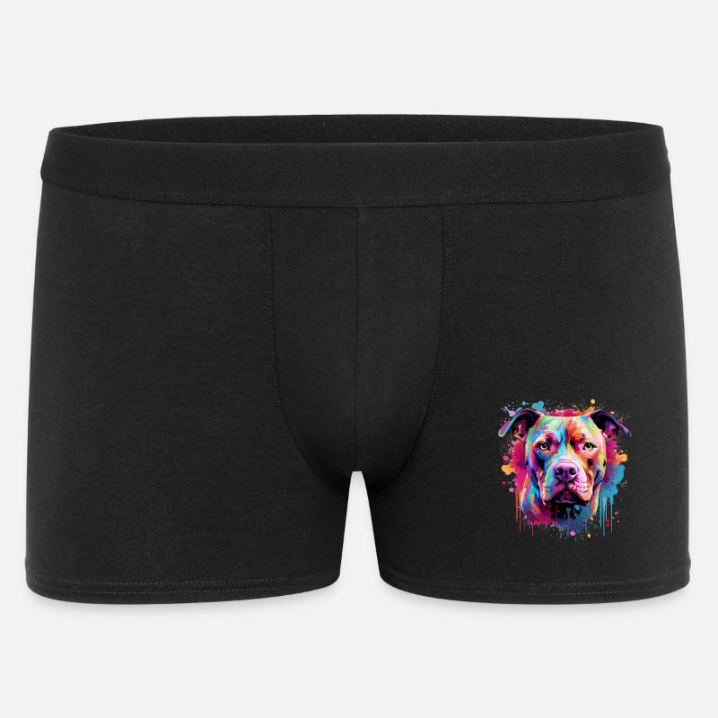 Pitbull Dog Splash Art Bunt - Männer Boxer Shorts - Schwarz