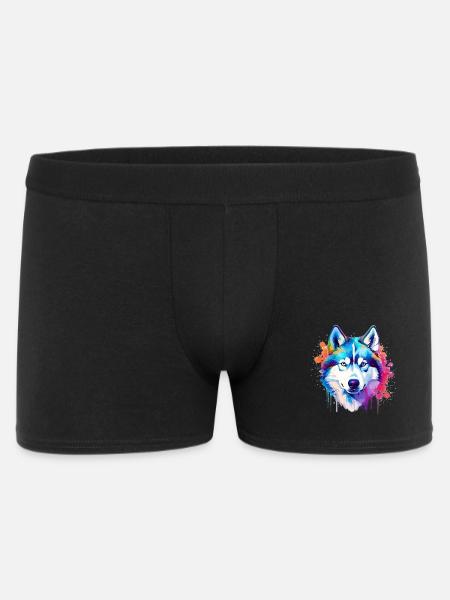Bunte Husky-Hunde-Splash-Art - Männer Boxer Shorts - Schwarz