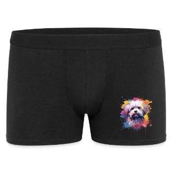 Art éclaboussuré de chien maltais coloré - Boxer Homme - noir - Devant