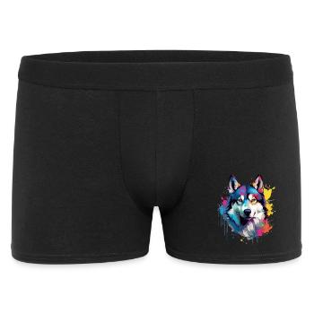 Dog Husky Colorful Splash Art - Men's Boxer Shorts - black - Front
