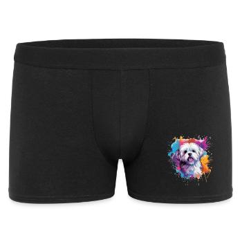 Chien maltais coloré à l’œuvre éclaboussée - Boxer Homme - noir - Devant