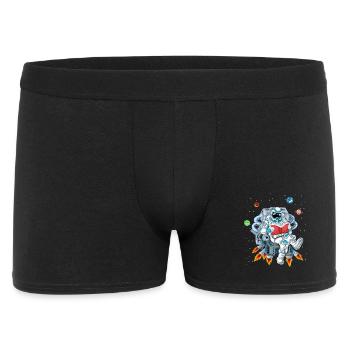 Astronauten-Lese-Raumshirt - Männer Boxer Shorts - Schwarz - Vorne