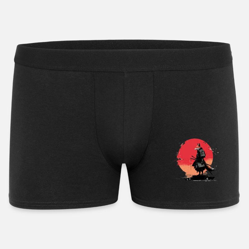 Fuchs-Samurai bei Sonnenuntergang - Männer Boxer Shorts - Schwarz