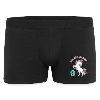 9. Geburtstag Einhorn Mädchen Ich bin schon 9 - Männer Boxer Shorts - Schwarz - Vorne