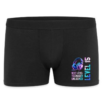 15. Geburtstag Junge Mädchen Teenager Level 15 - Männer Boxer Shorts - Schwarz - Vorne