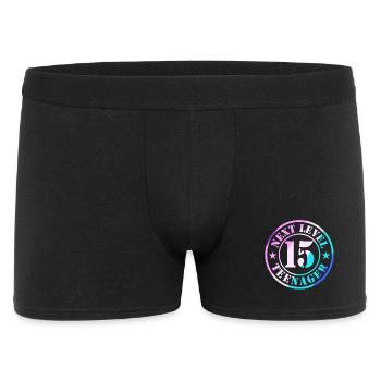 15. Geburtstag Junge Mädchen Teenager Level 15 - Männer Boxer Shorts - Schwarz - Vorne