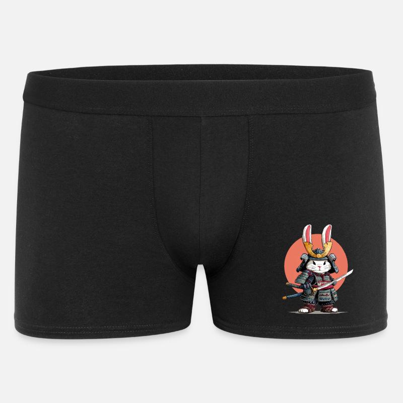 Hasen-Samurai-Krieger - Männer Boxer Shorts - Schwarz