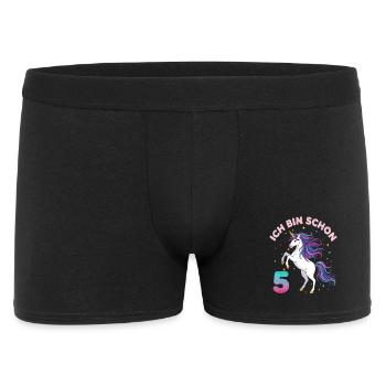 5. Geburtstag Einhorn Mädchen Ich bin schon 5 - Männer Boxer Shorts - Schwarz - Vorne