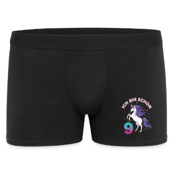 9. Geburtstag Einhorn Mädchen Ich bin schon 9 - Männer Boxer Shorts - Schwarz - Vorne