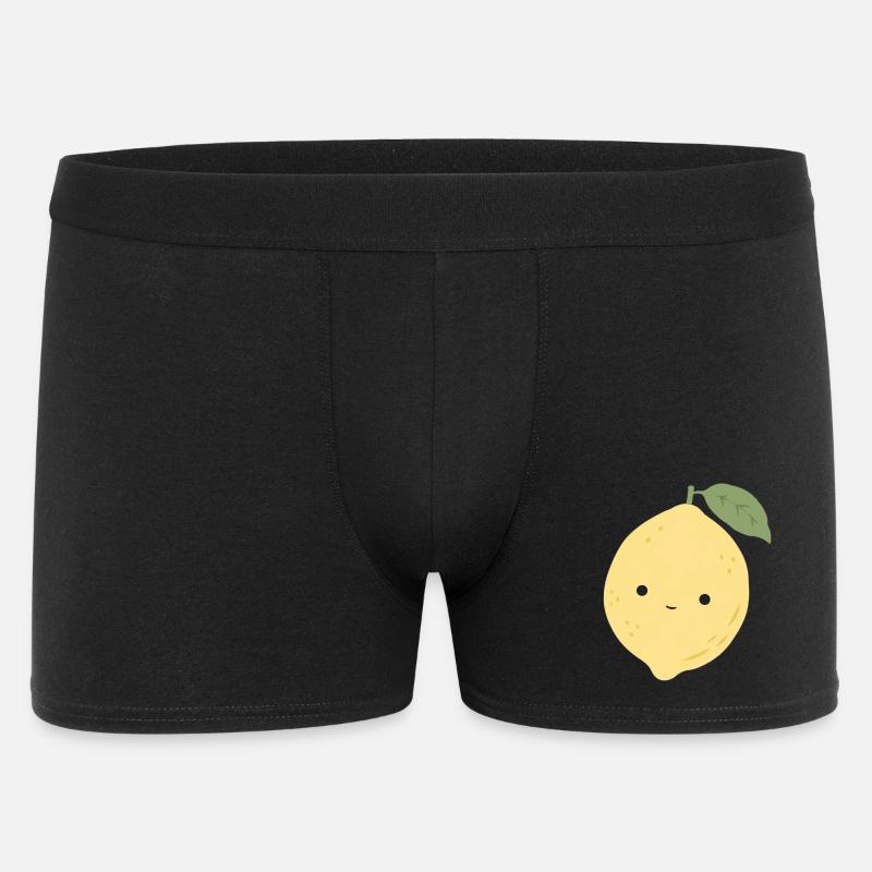 Leni Zitrone – Süßes Kawaii Frucht Design - Männer Boxer Shorts - Schwarz