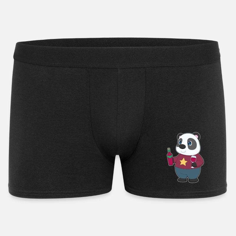 Panda Flasche Rotwein - Männer Boxer Shorts - Schwarz
