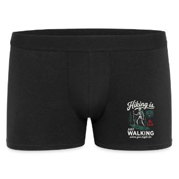 Funny Hiking Shirt Just Walking Outdoor Humor - Männer Boxer Shorts - Schwarz - Vorne