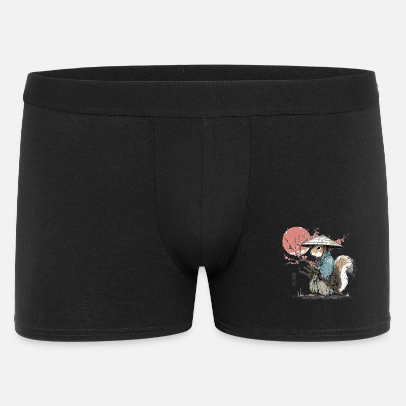 Eichhörnchen-Samurai in Sakura-Roben - Männer Boxer Shorts - Schwarz