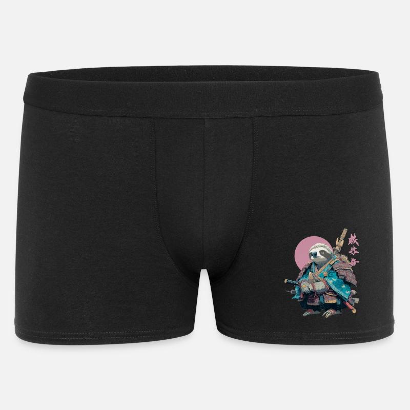 Faultier-Samurai in blauer Rüstung - Männer Boxer Shorts - Schwarz