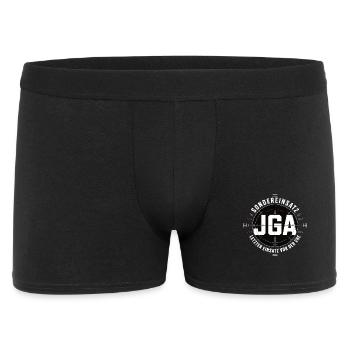  Sondereinsatz JGA – Letzter Einsatz vor der Ehe - Männer Boxer Shorts - Schwarz - Vorne