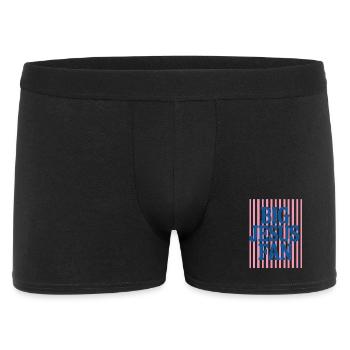 Big Jesus Fan Pink Stripes Church Faith Christian - Men's Boxer Shorts - black - Front