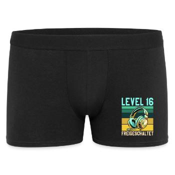 16. Geburtstag Junge Mädchen Gamer Level 16 Jahre - Männer Boxer Shorts - Schwarz - Vorne