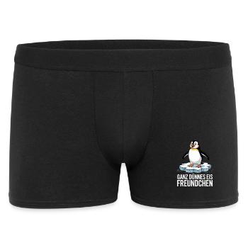  Ganz Dünnes Eis Freundchen Lustiger Pinguin - Männer Boxer Shorts - Schwarz - Vorne