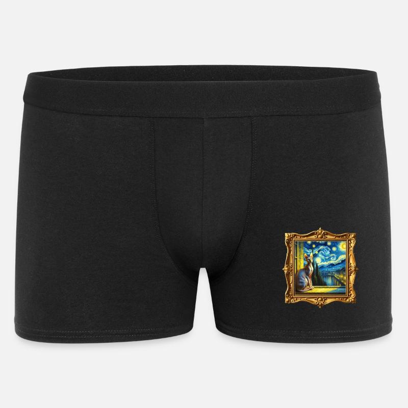 Sphynxkatze Starry Night - Männer Boxer Shorts - Schwarz