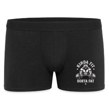 Kinda Fit Sorta Fat Bär Gewichtheben - Männer Boxer Shorts - Schwarz - Vorne