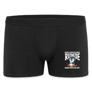 Nur noch eine Runde Gaming Pinguin Zocken - Männer Boxer Shorts - Schwarz - Vorne