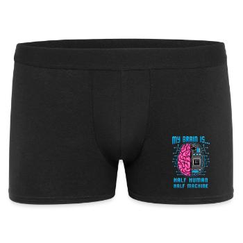 Half Human Half Machine Brain AI Graphic - Men's Boxer Shorts - black - Front
