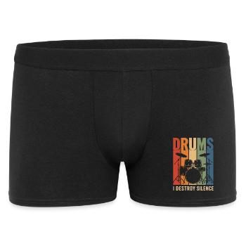 Drums I Destroy Silence Retro Drum Shirt - Men's Boxer Shorts - black - Front