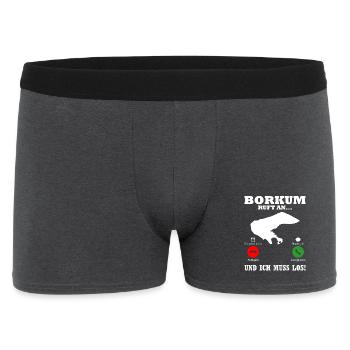 Borkumer Insel BORKUM RUFT Lustiges - Männer Boxer Shorts - Anthrazit - Vorne