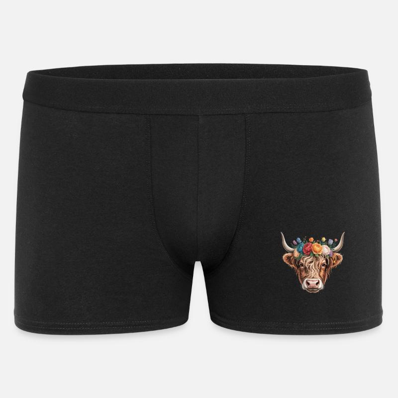 Vache à couronne de fleurs - Boxer Homme - noir