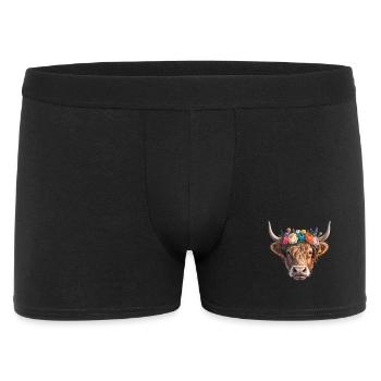 Vache avec couronne de fleurs - Boxer Homme - noir - Devant