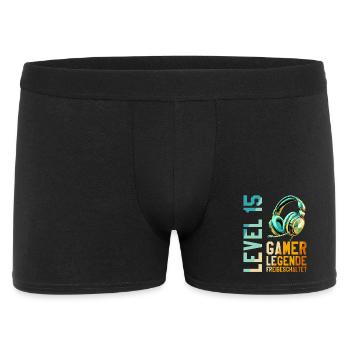 15. Geburtstag Junge Mädchen Gaming Level 15 Jahre - Männer Boxer Shorts - Schwarz - Vorne