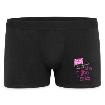 EXANGLIA (Pink + Weißer Text) - Männer Boxer Shorts - Schwarz - Vorne
