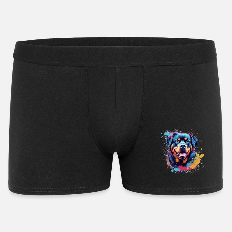 Rottweiler Hund Bunte Splash Art - Männer Boxer Shorts - Schwarz