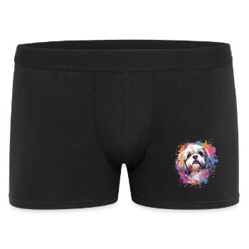 Colorful Splash Art Shih Tzu Dog - Men's Boxer Shorts - black - Front