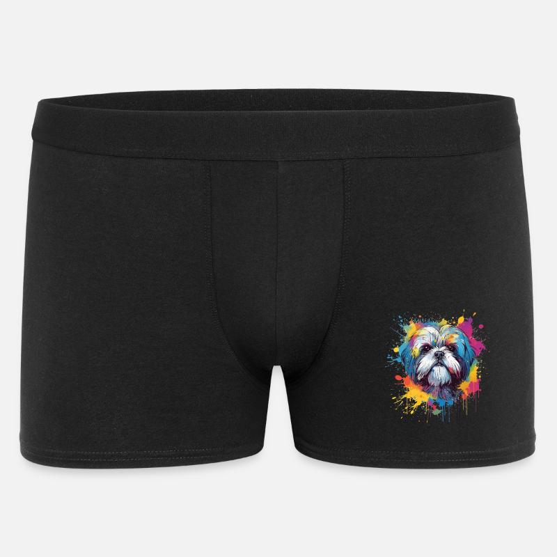 Shih Tzu Dog Éclaboussures Colorées - Boxer Homme - noir