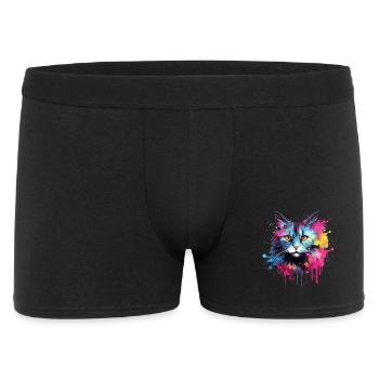 American Bobtail Cat Face Colorful Splash Art - Men's Boxer Shorts - black - Front