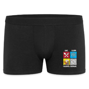 Eat Sleep Casino Repeat Zocken Glücksspiel Poker - Männer Boxer Shorts - Schwarz - Vorne
