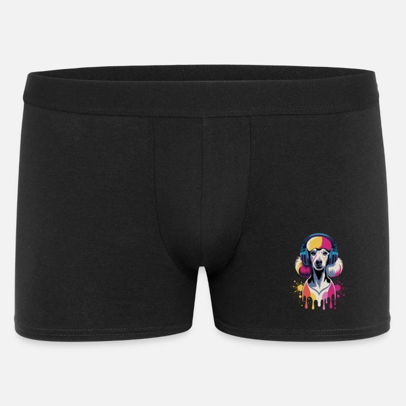Caniche avec un casque - Boxer Homme - noir