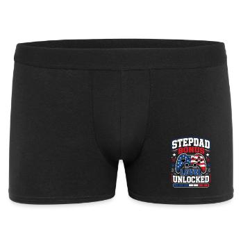 Stepdad Gamer USA Flag Gamer Dad Gift - Men's Boxer Shorts - black - Front